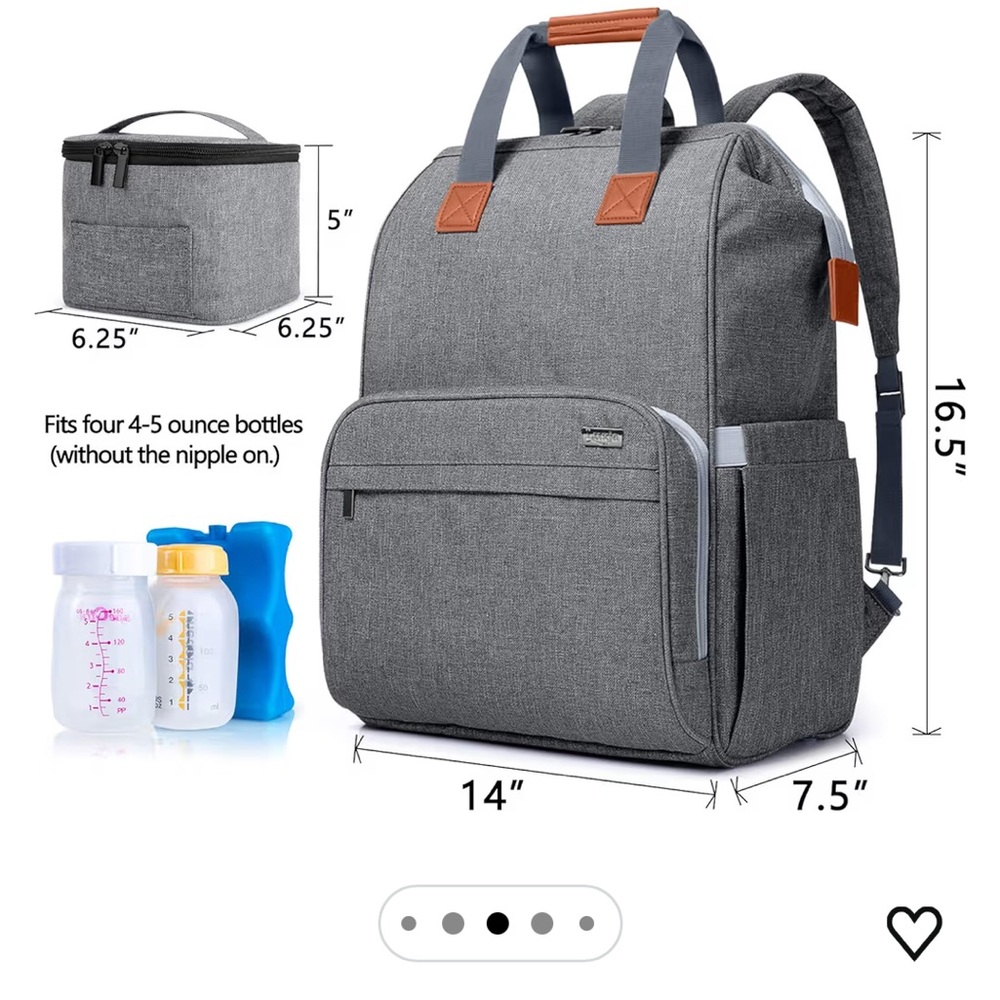 Gray Breast Pump Backpack with Cooler - Picture 6 of 8